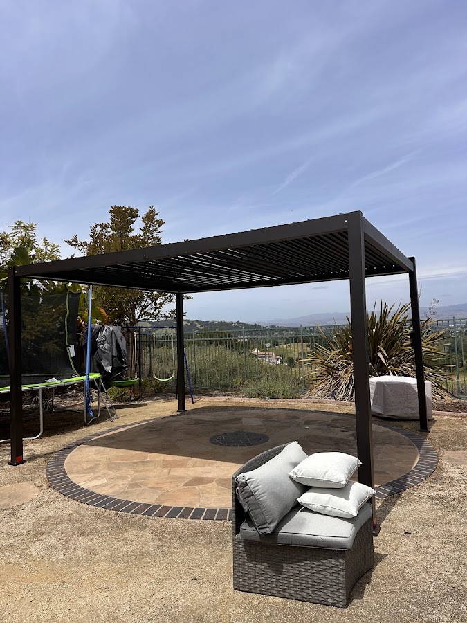Outdoor pergola assembled on a patio